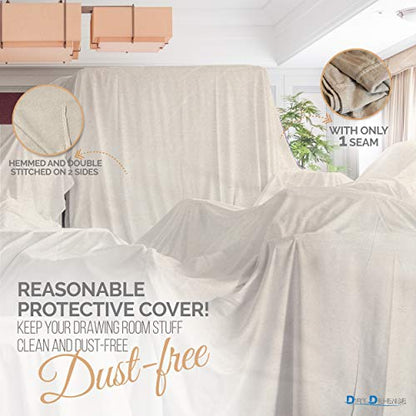 DIRT DEFENSE Drop Cloth Cotton Tarp Large Canvas Tarp for Art Supplies, Drop Cloths for Painting Supplies/Paint Canvas Fabric and Furniture Cover from Paint (12ftx15ft Pack of 1) - size: 12ft x 15ft Pack of 1
