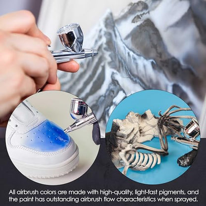 U.S. Art Supply Airbrush Paint Set - 12 Color Pearlized with Reducer & Cleaner, Ready to Spray Air brush Paint, 1-Ounce Water-Based Acrylic for Painting Metal, Plastic Models, Canvas, Wood - color: 12-Color Pearl Set