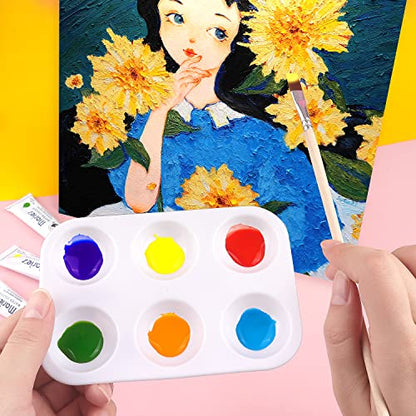 Tamaki 16 PCS Plastic Paint Tray Palettes, White | Watercolor Palette Painting Tray for Painting Party, DIY Craft and Art Painting - color: 16 Pcs