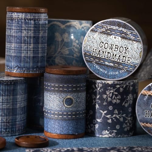 PET Washi Tape Stickers for Journaling Supplies,Denim Journal Tape Stickers - color: Denim