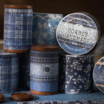 PET Washi Tape Stickers for Journaling Supplies,Denim Journal Tape Stickers - color: Denim