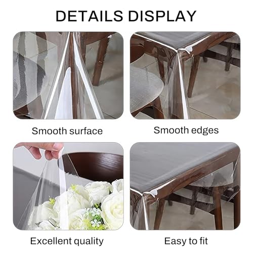 Clear Vinyl Plastic PVC Rectangle Table Cloth Cover 60x84inch