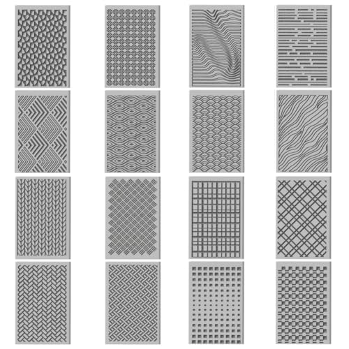 CHGCRAFT 16 Sheets Artistic Lines Clay Texture Mat Wavy and Plaid Pattern Polymer Clay Texture Sheets DIY Tools for Pottery Earring Jewelry Making Stamp Engraving Machines, 4x2.6inch - style: Artistic Lines Series
