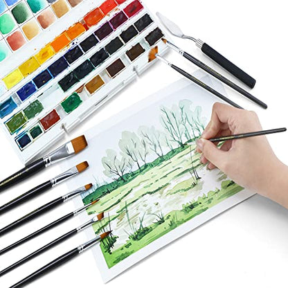 Transon Paint Brush Kit 10pcs Art Brushes and 1 Paint Spatula with Brush Case - color: Black