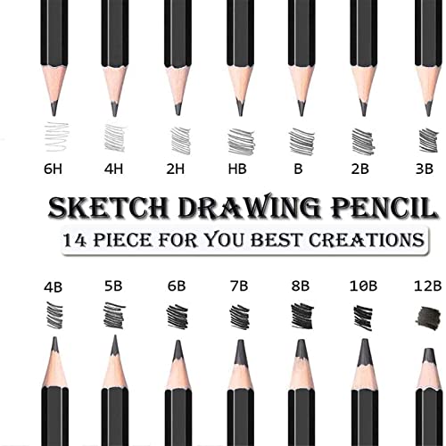 Drawing Pencils,24pcs Art kit with Graphite Pencils Sketching Pencil Set Include 12B 10B 8B 7B 6B 5B 4B 3B 2B B HB 2H 4H 6H, Charcoal Pencils.Pencil Case for Beginner Artists Adults and Children
