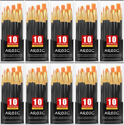 AROIC Paint Brush Set, 10 Pack 100 Pcs Acrylic Paint Brushes - size: 100pcs-black