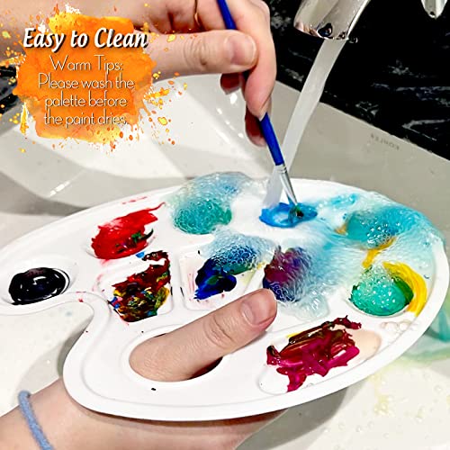 FANDAMEI Paint Palette, Paint Tray Palette, Oval Paint Trays, 2PCS | Painting Supplies for Kids & Adults, Plastic Paint Palette Tray, Paint Pallets for Students or School Art Painting or Project