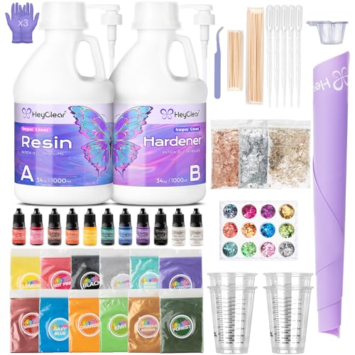 HeyClear 68oz Epoxy Resin Kit Crystal Clear Hard, DIY Crafts for Adults - size: 68oz kit