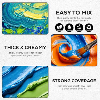 Acrylic Paint Set, 36 Colors, 4 oz/120ml Bottles | Rich Pigments, Water Proof, For Artists, Beginners and Kids, Canvas Rocks Wood Ceramic Fabric - color: 120ml 36 Colors