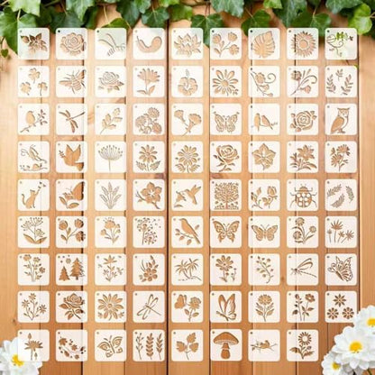 3 Inch Botanical Stencils for Painting - 80 Pcs Reusable Nature Craft Templates with Floral, Butterfly & Bird Motifs for DIY Home Decor, Wood Signs, Wall Art&Classroom Projects (3inch) - size: 3inch