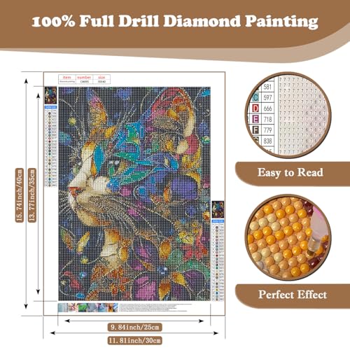 Xoaoes Cat Diamond Art Kits for Adults, Animals 5D Diamond Painting Kits - color: CM095