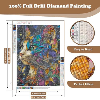 Xoaoes Cat Diamond Art Kits for Adults, Animals 5D Diamond Painting Kits - color: CM095