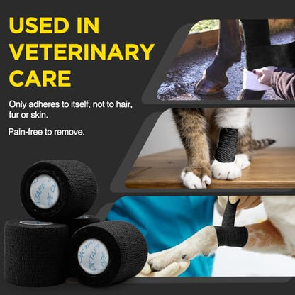 OK TAPE 12 Rolls Self Adhesive Bandage Wrap, Cohesive Elastic Athletic Tape - color: Midnight, size: 2 Inch