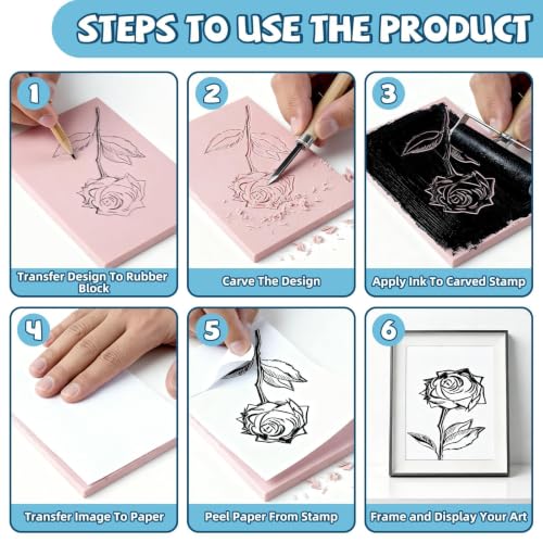 12Pcs 4x6 Inch Linoleum Blocks for Printmaking, Stamp Carving Linocut kit