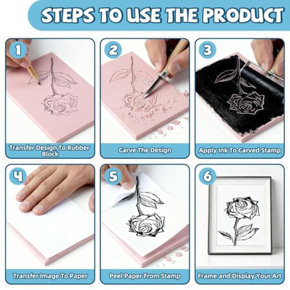 12Pcs 4x6 Inch Linoleum Blocks for Printmaking, Stamp Carving Linocut kit