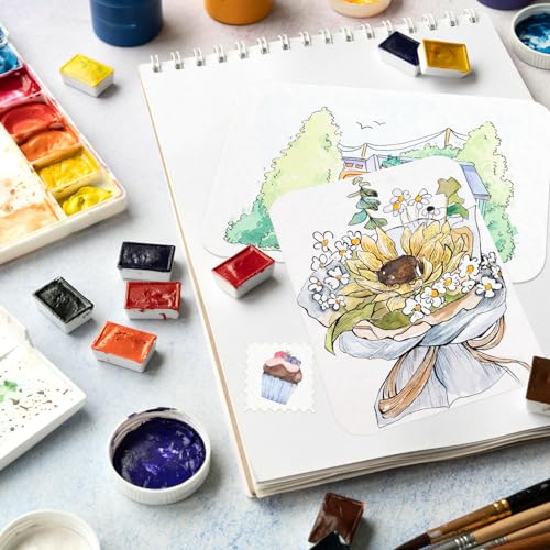 Funto 4x6 100% Cotton Watercolor Paper Postcards, 28 Cards + 2 Stamp Sheets - style: 4x6 Postcards-100% Cotton