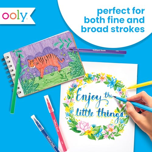 Ooly Brilliant Brush Calligraphy Pens, Set of 12, Dual Tip | For Writing and Hand Lettering, Brush and Chisel Tip, Acid-Free, Perfect for Beginners and Kids, Ages 8+ - style: Brilliant Brush