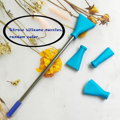 Blue Stainless Steel Straw Blow Nozzles Set for Acrylic Paint Pouring Tools, Accessories Tool for Fluid Art Bloom and Dutch Pouring,4 Set Nozzles - color: Blue
