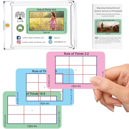 Rule of Thirds Directors Viewfinder Card | Australian Designed and Made; Artist Viewfinder for Drawing and Photography; 3:2, 4:3 and 16:9 - size: Rule of Thirds