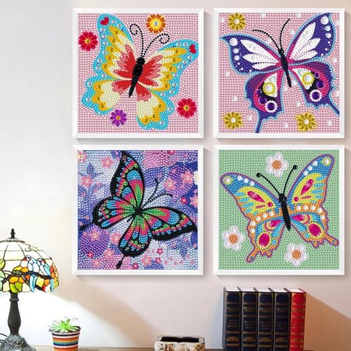 JATOK Diamond Art Kits for Kids, Gem Craft Kits, 4 Pack, Animals, 6 x 6 in - color: Blue