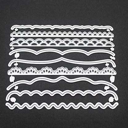 9 PCS Metal Embossing Lace Cutting Dies Metal Embossing Stencils for Card Making Scrapbooking Lace DIY Crafts Birthday Decor - style: Lace edge dies set