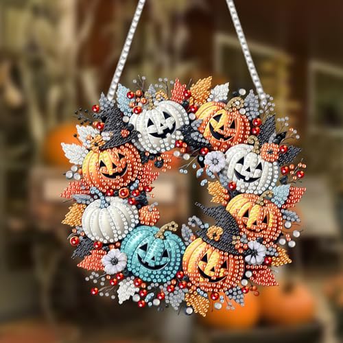 RYMILIE Halloween Diamond Art Kits for Adults Pumpkins 8x8inch - color: DP01266