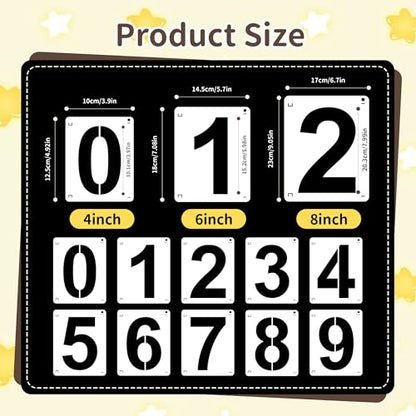 4,6,8 Inch Number Stencils,30Pcs Plastic Stencils Reusable Curb Stencil Kit | Washable 0-9 Large Number Stencil for Address Painting,Digital Templates for Spray Painting,DIY Crafts,Address Signs - size: 4Inch,6Inch,8Inch