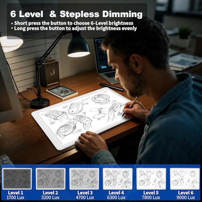 Elice Rechargeable A4 Light Pad with Carry Bag, Magnetic LED Light Board with Physical Button, Super Bright Diamond Art Light Pad, Ultra-Thin Light Box for Tracing, Weeding, Diamond Painting -White - color: White, size: A4 with Carry Bag