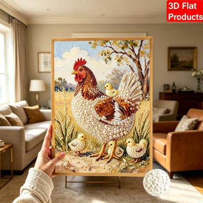 Pearl Diamond Painting Kits for Adults,3D Diamond Art for Chicken 12×16 in - color: PL04-1