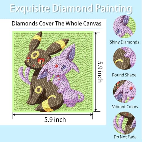 LWZAYS 4 Pack 5D Anime Diamond Painting Kits for Kids, Gem Crafts for Kids | DIY Crafts Diamond Art Kit for Kids,Full Round Drill Big Gem Art for Kid,Home Wall Decoration 6X6 inch - color: Colorful gems-3