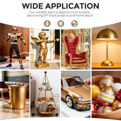 Nicpro Metallic Deep Gold Acrylic Paint, 8.45oz/250ml Large Gold Leaf Paint | Non Toxic, Non Fading Craft Paints for Metal, Wood, Clay, Fabric, Canvas, Furniture, Handcrafts, Art Supplies - color: Deep Gold, size: 8.45 Fl Oz (Pack of 1)