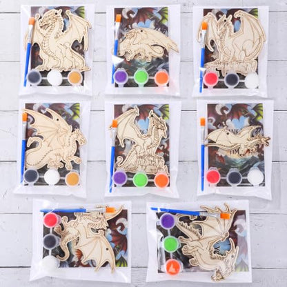 Saypacck 24 Pcs Party Favors Wooden Painting Craft Kits Birthday Party Supplies with Organza Bag for Goodie Bags Fillers Adult Thank You Gifts(Dragon) - style: Dragon