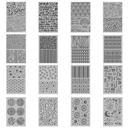 CHGCRAFT 16 Sheets 16 Styles Natural Knitted Texture Polymer Clay Texture Mat Sun Moon Stars Modeling Pattern Pad Bohemian Texture Sheets for Polymer Clay Making Earrings Jewerly Tools, 4×2.6 inch - style: Natural Scenery