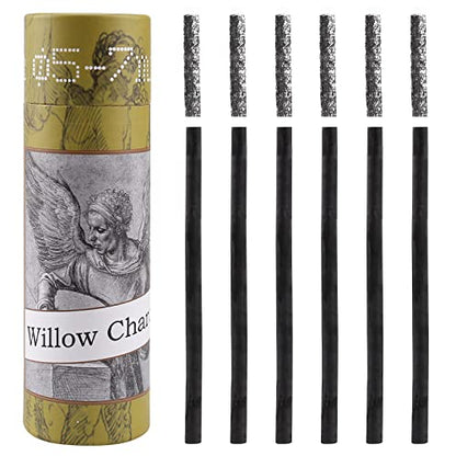 Willow Charcoal Sticks, Natural Willow Charcoal for Artists, Beginners or Kids of All Skill Levels, Great for Sketching, Drawing and Shading, Approx 5-7mm in Diameter, Pack of 25