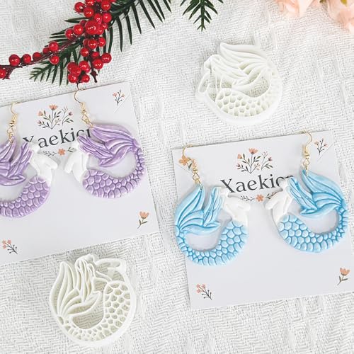 Xaekicr Dragon Mermaid Polymer Clay Cutters Set – Fantasy Clay Earring Cutters for DIY Jewelry Making – Polymer Clay Molds and Clay Tools - color: I color