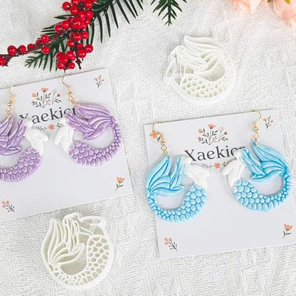 Xaekicr Dragon Mermaid Polymer Clay Cutters Set – Fantasy Clay Earring Cutters for DIY Jewelry Making – Polymer Clay Molds and Clay Tools - color: I color