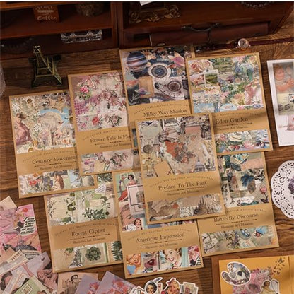 100 Pieces Vintage Scrapbook Supplies Ephemera Pack for Junk Journal Planners Scrapbooking Paper Stickers for Art Aesthetic Journaling Kit Collage Decoupage Album (Flower)