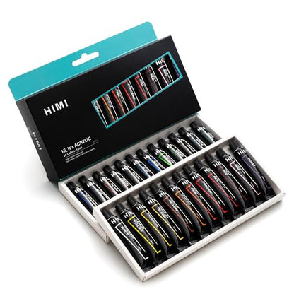 HIMI Acrylic Paint Set,24 Colours, 12ml Tubes,High Viscosity Water Based Paint, Art supplies for Painting Canvas,Fabric,Wood And Paper - color: 24 Colors