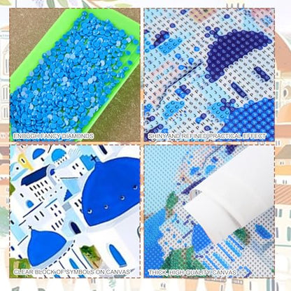 Yeaqee 4 Pcs Diamond Art Kits for Adults Gem Painting Kit DIY Jewel Diamond Art for Beginners Aesthetic Room Crafts Cute Painting Pictures 5d Craft Wall Decor for Home 10 x 11.8''(Scenery) - style: Scenery