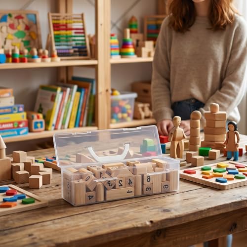 3 PCS Extra Large Pencil Box, Craft Organizer Box with Handle Portable Plastic Art Supply Boxes Suitable for Paintbrushes, Drawing Tools, Small Bottles of Paint, Study Supplies and Home Storage