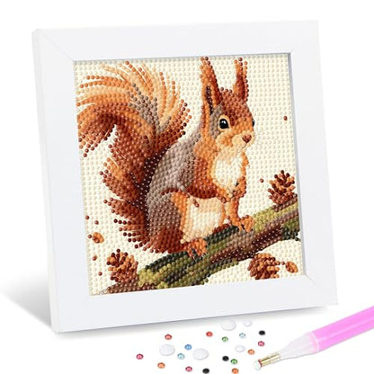 Leixonl Diamond Art Kits for Kids with Framed (7 in) Cartoon Animals DIY Gem Art Painting - Arts & Crafts Gifts for Beginners & Teens (1p-6 in-Squirrel) - color: 1p-6 in-squirrel