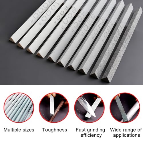 Sharpening Stone Sticks,Triangular 10pcs Green Carbon Oilstone Sanding Bar for sharpening cutting tools, Honing Steel Tool (5.9 * 0.47Inch) - size: 5.9*0.47Inch
