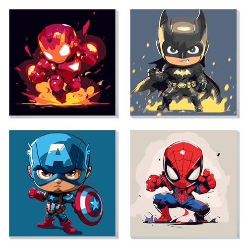 4 Pack Paint by Numbers Kit for Kids Paint by Number Kits Age 4-8 Painting Canvas for Kids Ages 8-12 Boys Framed Canvas Painting by Numbers Anime Drawing Kit Color by Numbers Kit for Kid 8x8 Inch - color: Paint by Numbers 02