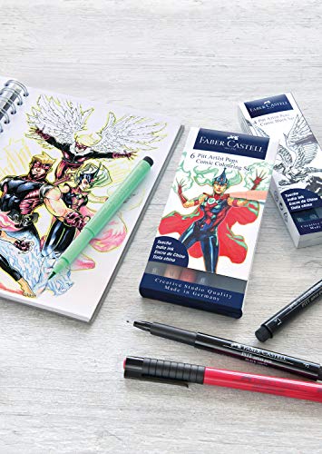 Faber-Castell Creative Studio Pitt Artist Pen India Ink Pen, Black, Pack of 4, For Art, Craft, Drawing, Sketching, Home, School, University, Colouring