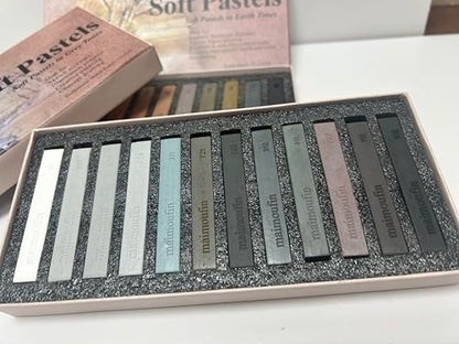 12-Pack Gray Tone Soft Chalk Pastel Sticks Artist Chalk | Square Blendable Soft Chalk Pastels for Artists Professional Grade, High Pigment, For Sketching, Drawing & Illustration - color: Grey