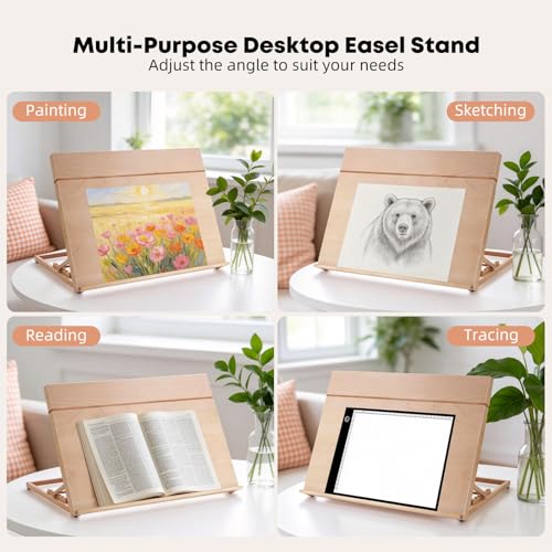 Wooden Table Top Easels for Painting A2 25.6"x18.9" Tabletop Easel - size: A2(25.6"x18.9")