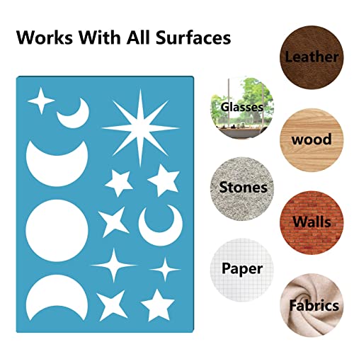 GORGECRAFT 2 Styles Jewelry Shape Template Reusable Leather Earring Templates Plastic Moon Star Sun Cutouts Cutting Stencil Lapidary Templates for Drawing Earrings Making Jewelry DIY Crafts 5x3.5 inch - style: Lapidary,Sun