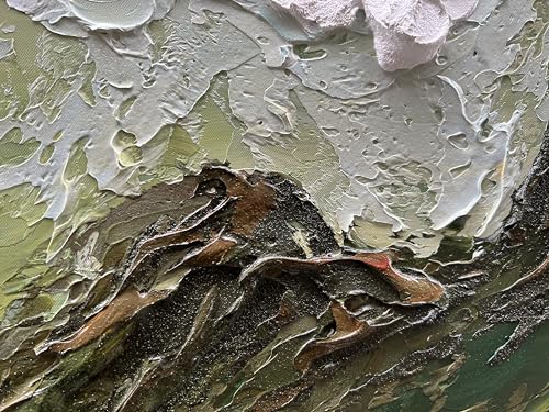 Art 24x48 Inch Hand-Painted Green and White Texture Oil Painting Modern Abstract Canvas Art Home wall Decoration - color: Dn171