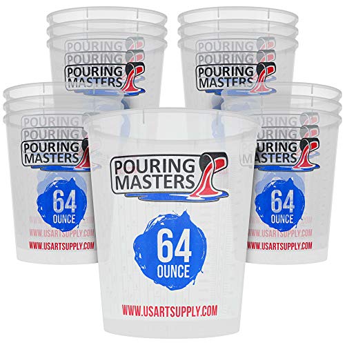 Pouring Masters 64 Ounce (2000ml) Graduated Plastic Mixing Cups (Box of 12) - size: 64-Ounce - Cup