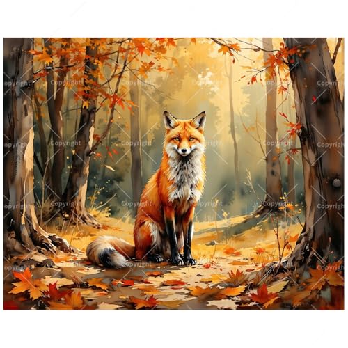 TAOPAOLAB Animal Paint by Numbers Kit for Adults - DIY Fox in Autumn Forest Painting on Canvas 16x20In, Framed Acrylic Paint Set, Suitable for Beginners, Nature Art for Home Decoration or Gifts - color: FM04446, size: 16×20in Framed